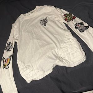 White Men’s Long sleeve T-shirt w/ Patches